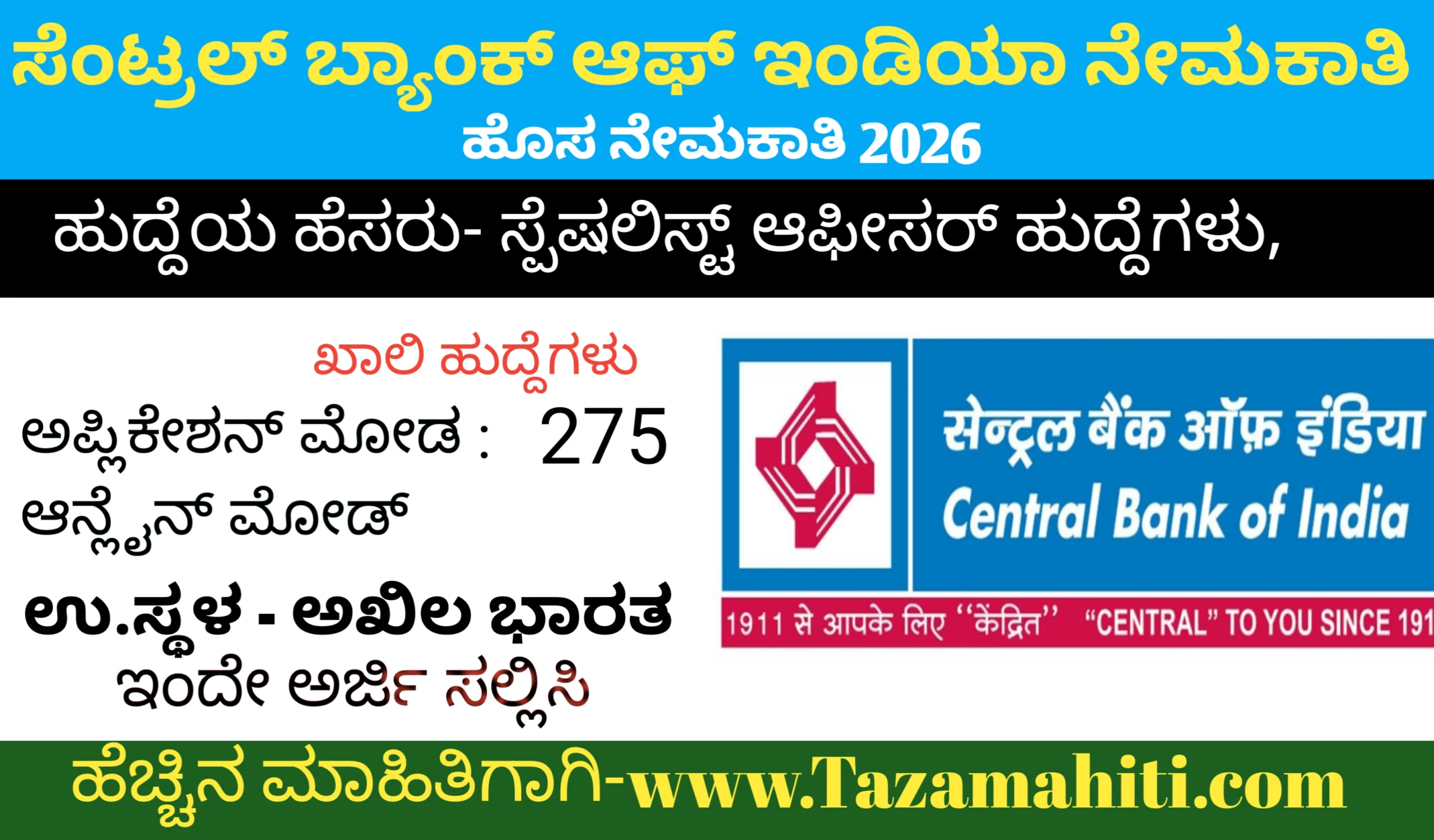 Central Bank of India 2026